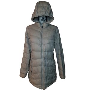 Eddie Bauer Chevron Hooded Down Feather Light Weight Puffer Coat